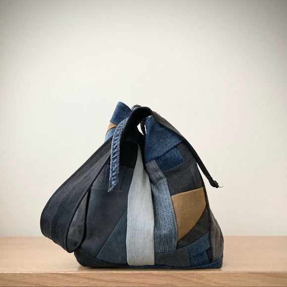 Joodito Handbags - origami boro dumpling bag patchwork color block hobo tote denim jean joodito